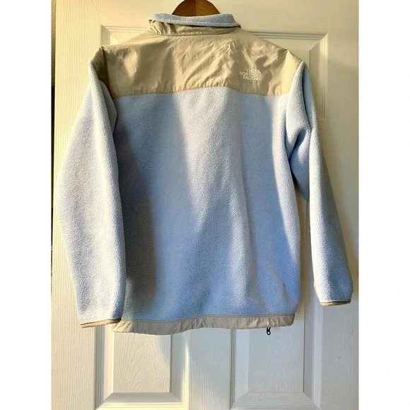 The North Face Youth Junior Fleece Jacket Light Blue Gray Fuzzy Full Zip XL - Picture 9 of 9